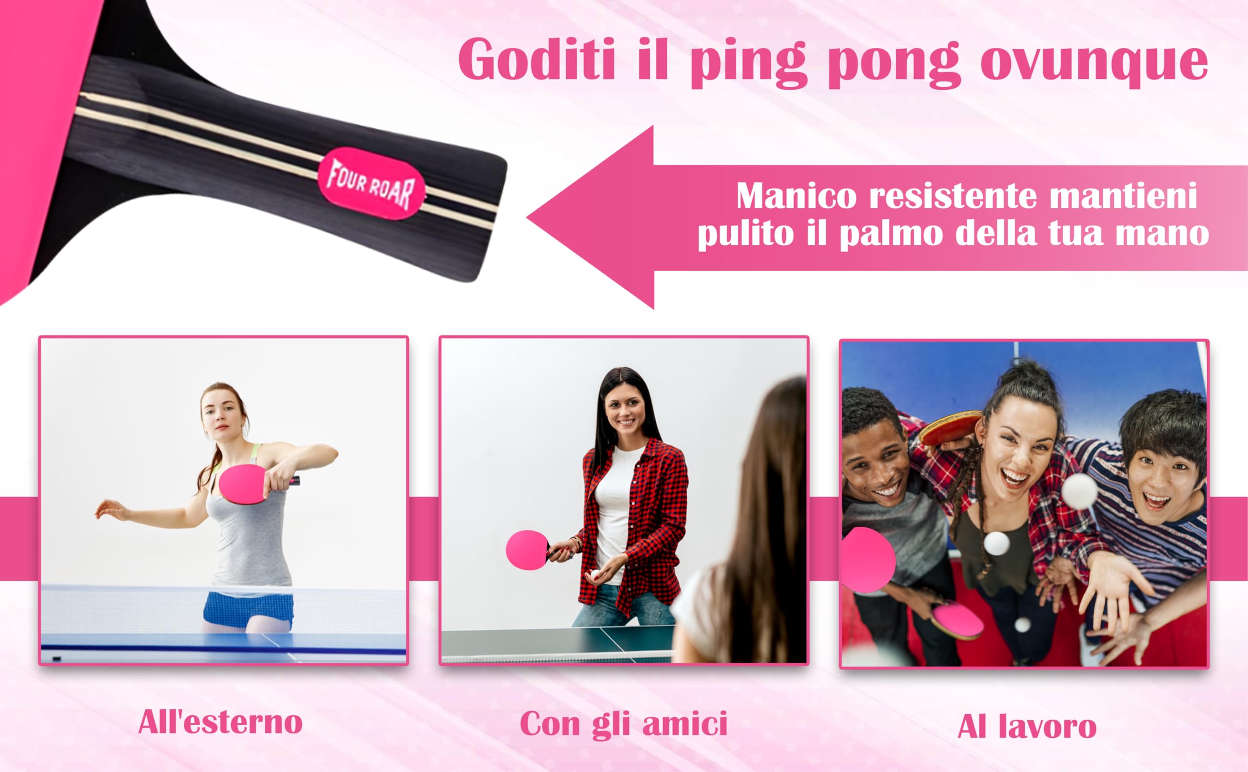 Pala Ping Pong Rosa a 7 Strati