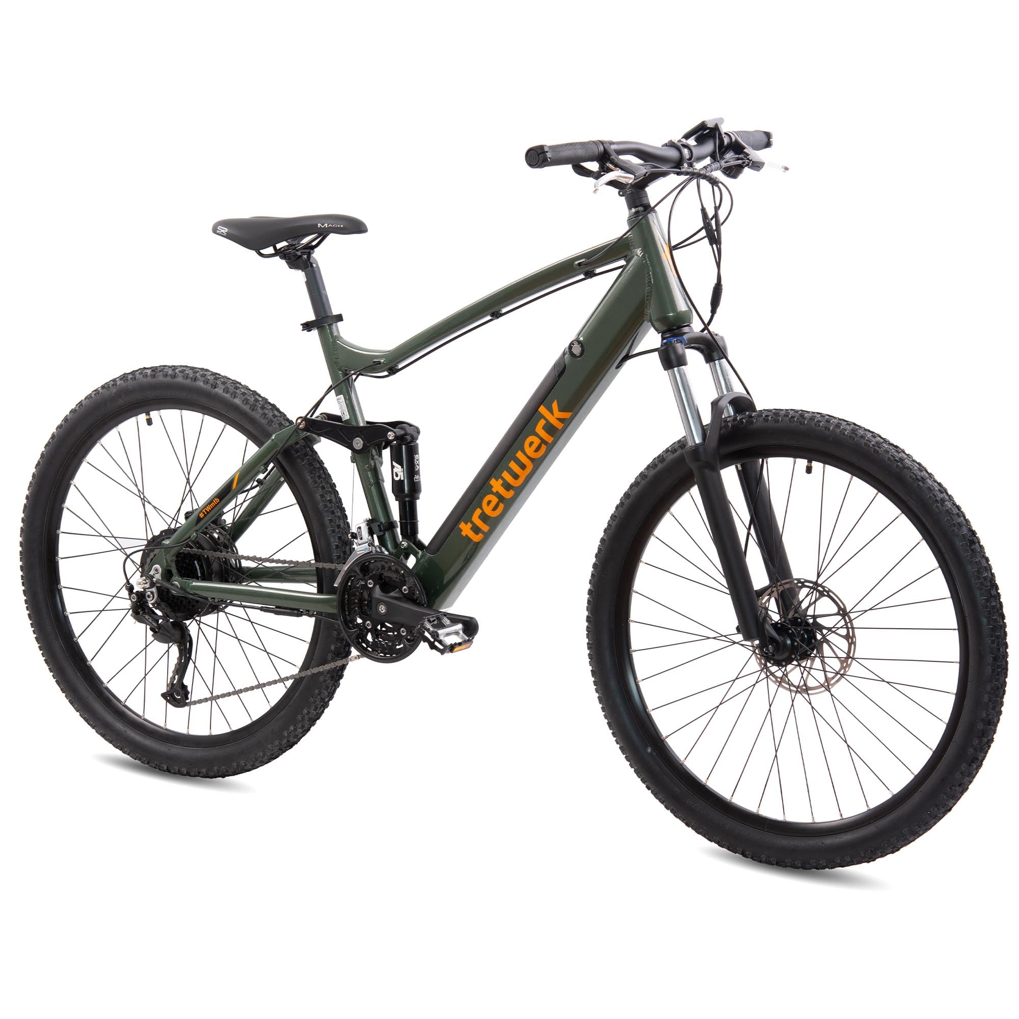 TRETWERK 27.5 Inch E-Bike Mountain Bike - Commander Fully Green - Pedelec  with 27 Speed Derailleur Gear - Electric Bicycle MTB Fully with Rear Motor  250 W, 36 V : Amazon.de: Sports & Outdoors