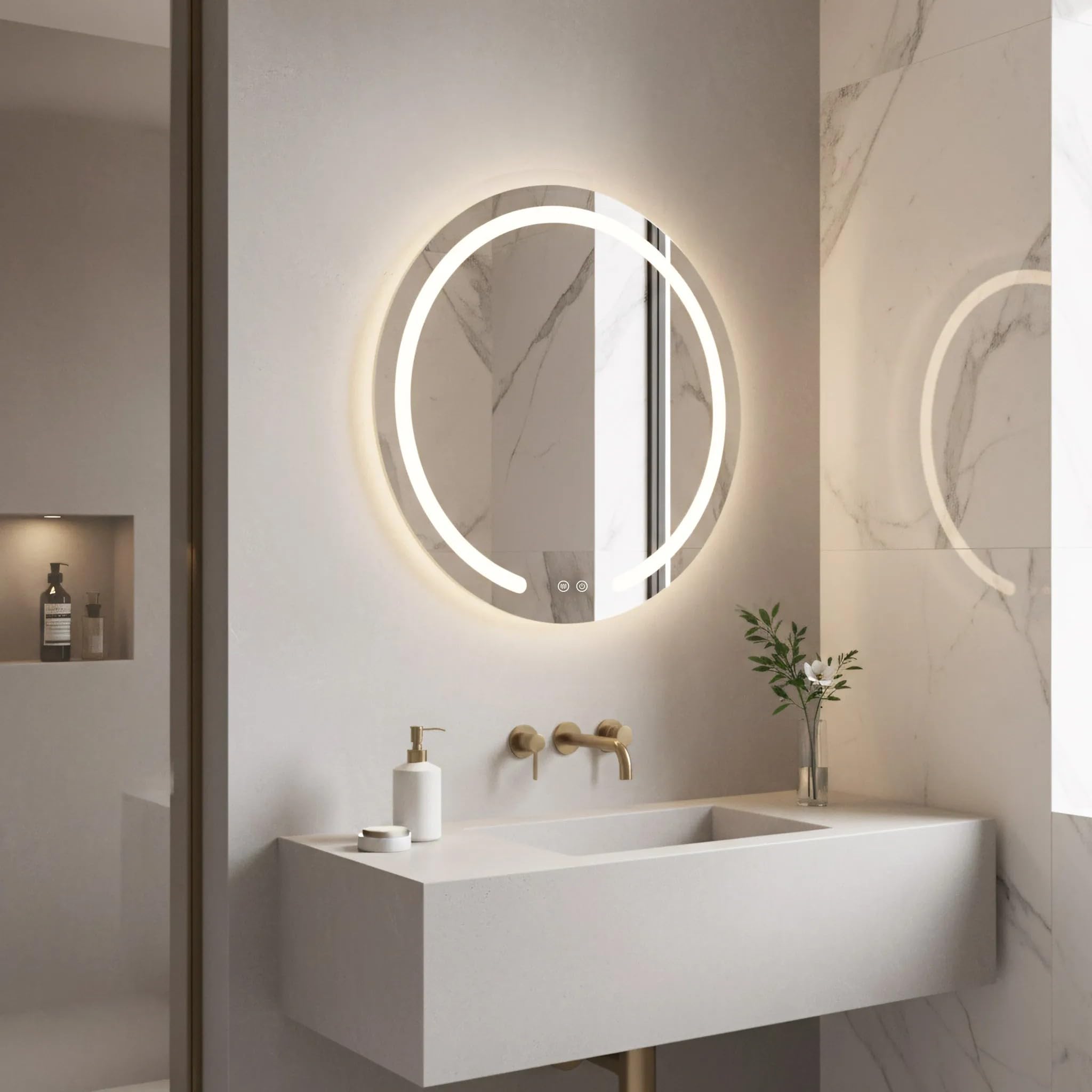 Rea - Lustro ścienne - Okrągłe MODERN 60 LED - 2,5x60x60cm