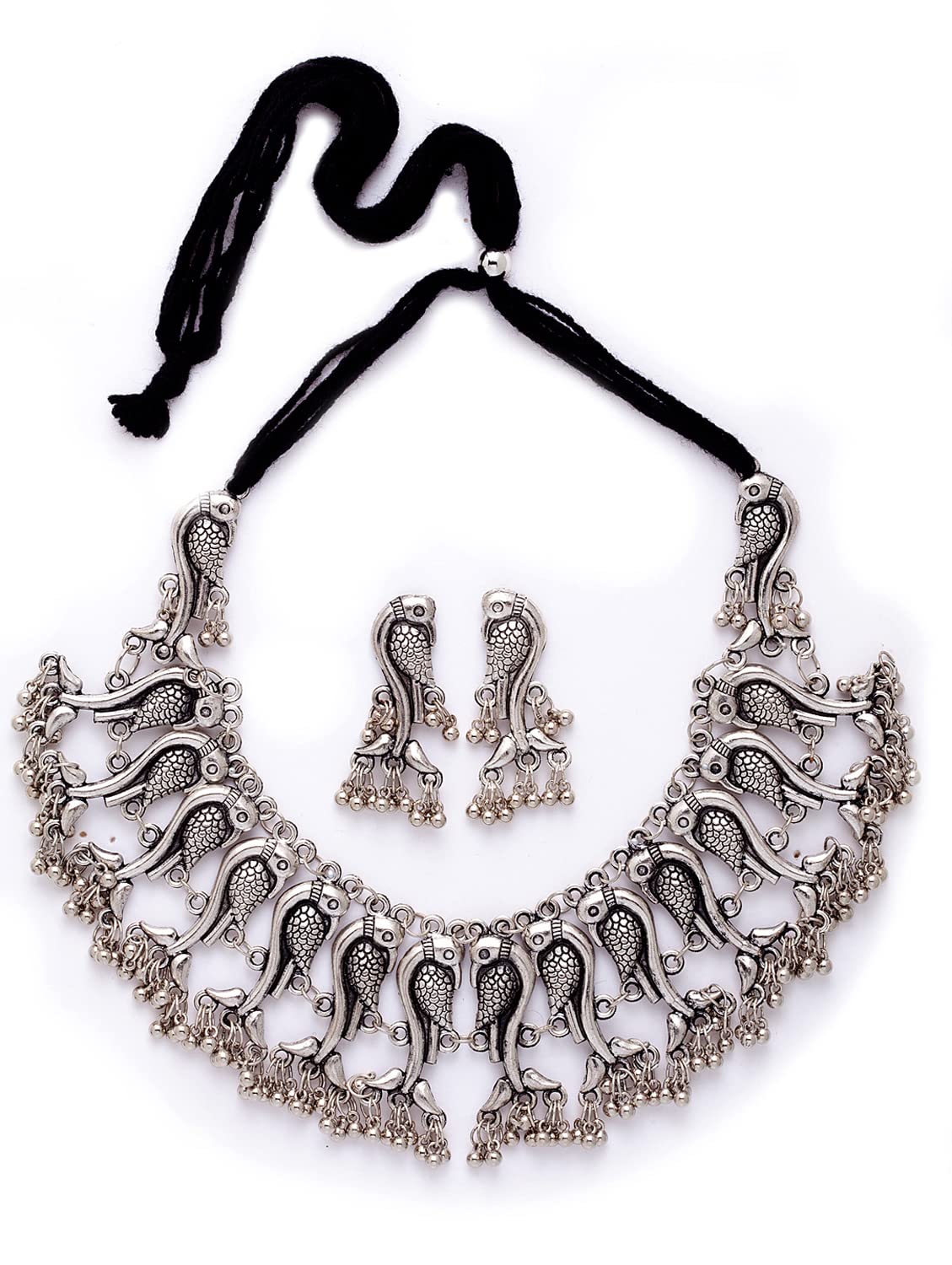 Shining Diva Fashion Latest Stylish Traditional Oxidised Silver Necklace Jewellery Set for Women (12299s) (B0BFQCFH31) Amazon Price History, Amazon Price Tracker
