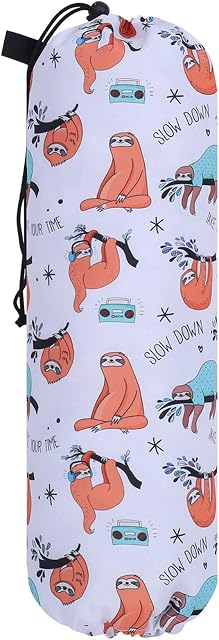 Popuppe Plastic Bag Holder, Foldable Washable Grocery Bag Dispenser Recycling Shopping Bag Organizer for Home Office Kitchen(Sloth)