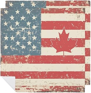 Vintage United States and Canada Flag Cloth Napkins Delicate Napkin for Dinners Parties Weddings 2 PCS