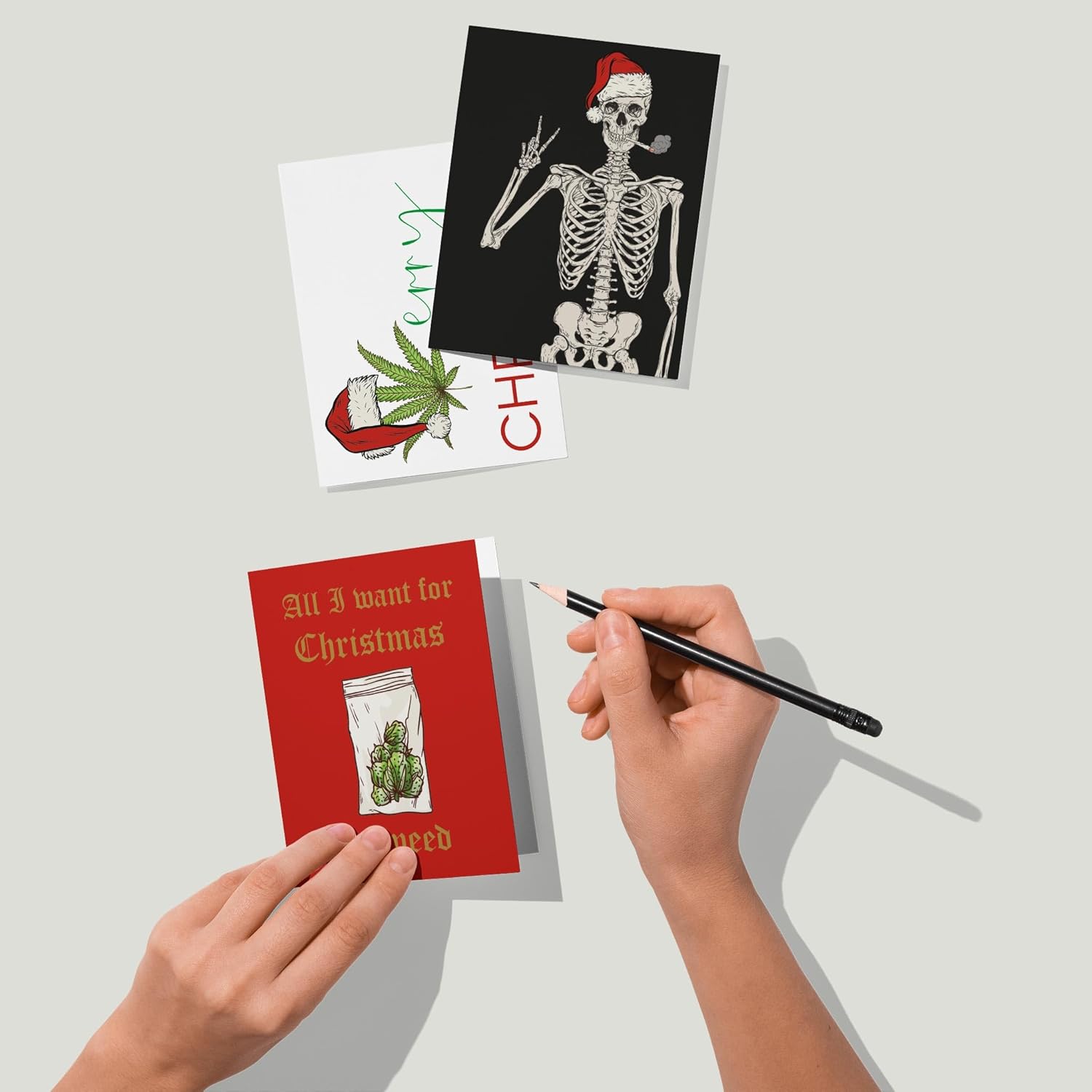 Ritzy Rose 24 Funny Cannabis Themed Christmas Cards 8 Weed Inspired Illustrations + Envelopes