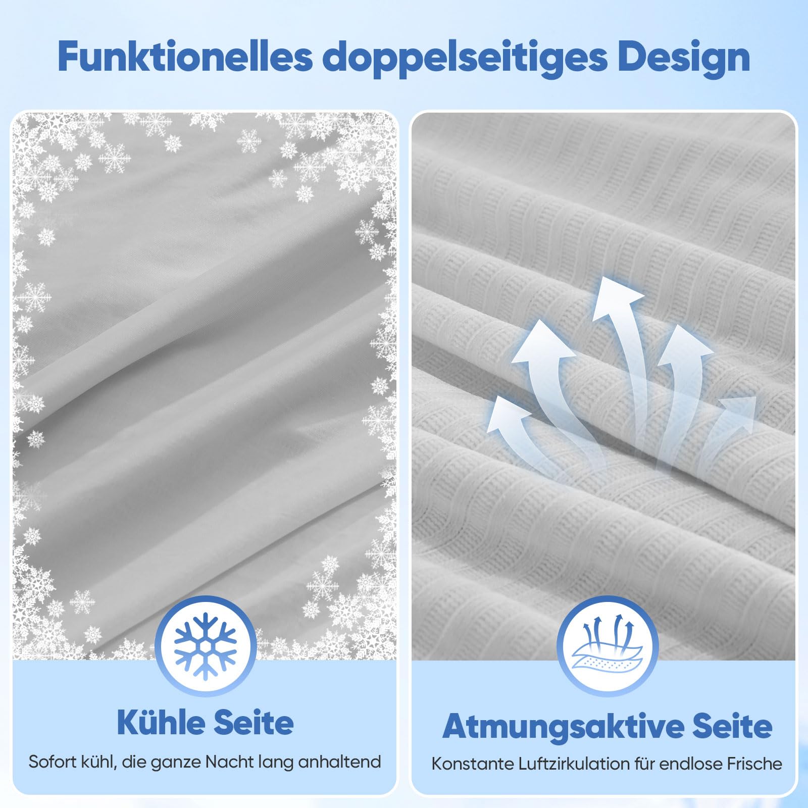 Marchpower Chenille Kühldecke 200 x 220cm, 2in1 doppelseitige Sommerdecke, Q-Max>0,5 mit Arc-Chill 3.0 Kühlfasern, mit Sofortiger Kühleffekt, Atmungsaktiv & Leicht für Sofa, Bett und Reise-Grau
