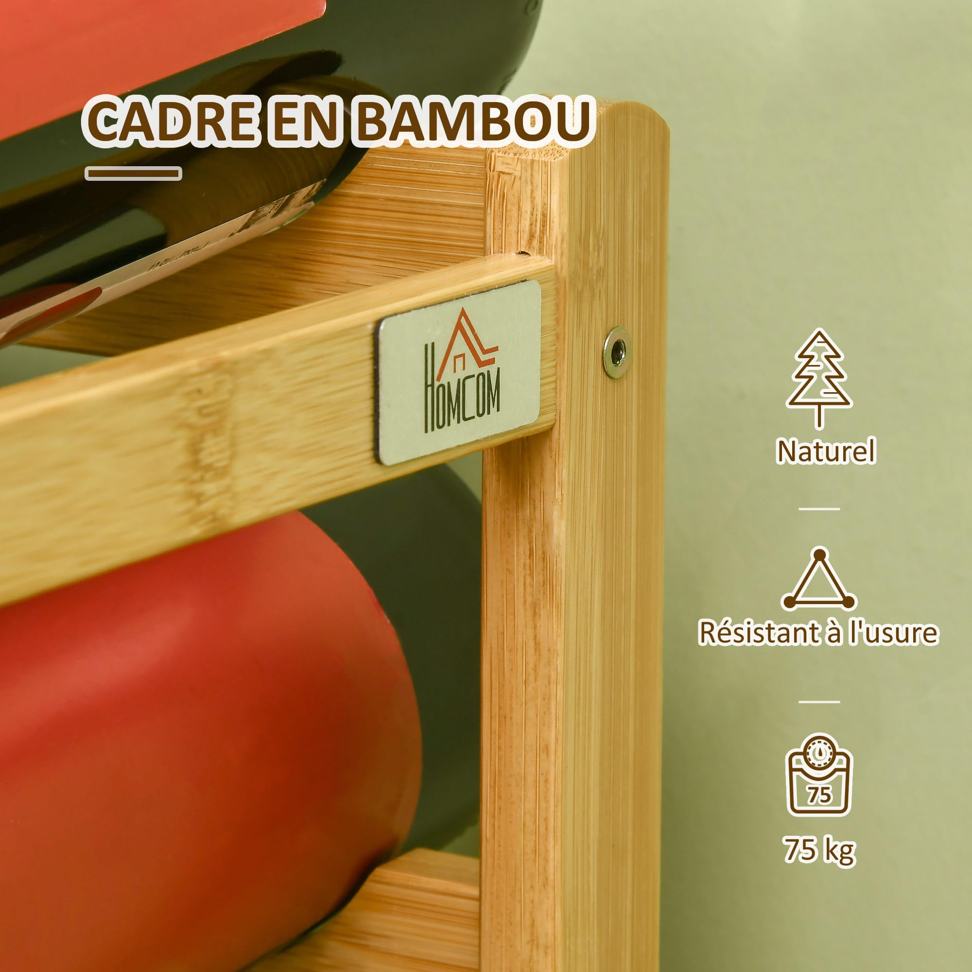 HOMCOM Étagère à Bouteilles de vin pour 16 Bouteilles Porte Bouteilles Casier à vin en Bambou - 43 x 23,5 x 38 cm Bois Naturel