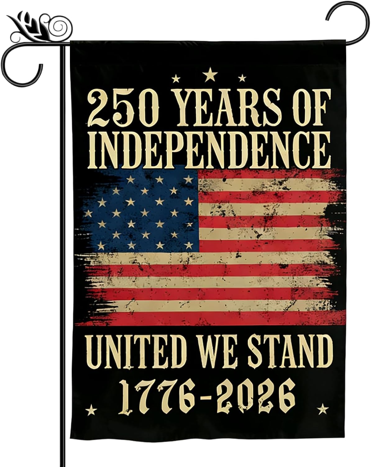 America 250th Anniversary Garden Flags 4th of July Garden Flag Double-Sided Design 1776-2026 Independence Day 250 Years Commemorative Decor 12 x 18 Inch Black Burlap Garden Flags for Outside