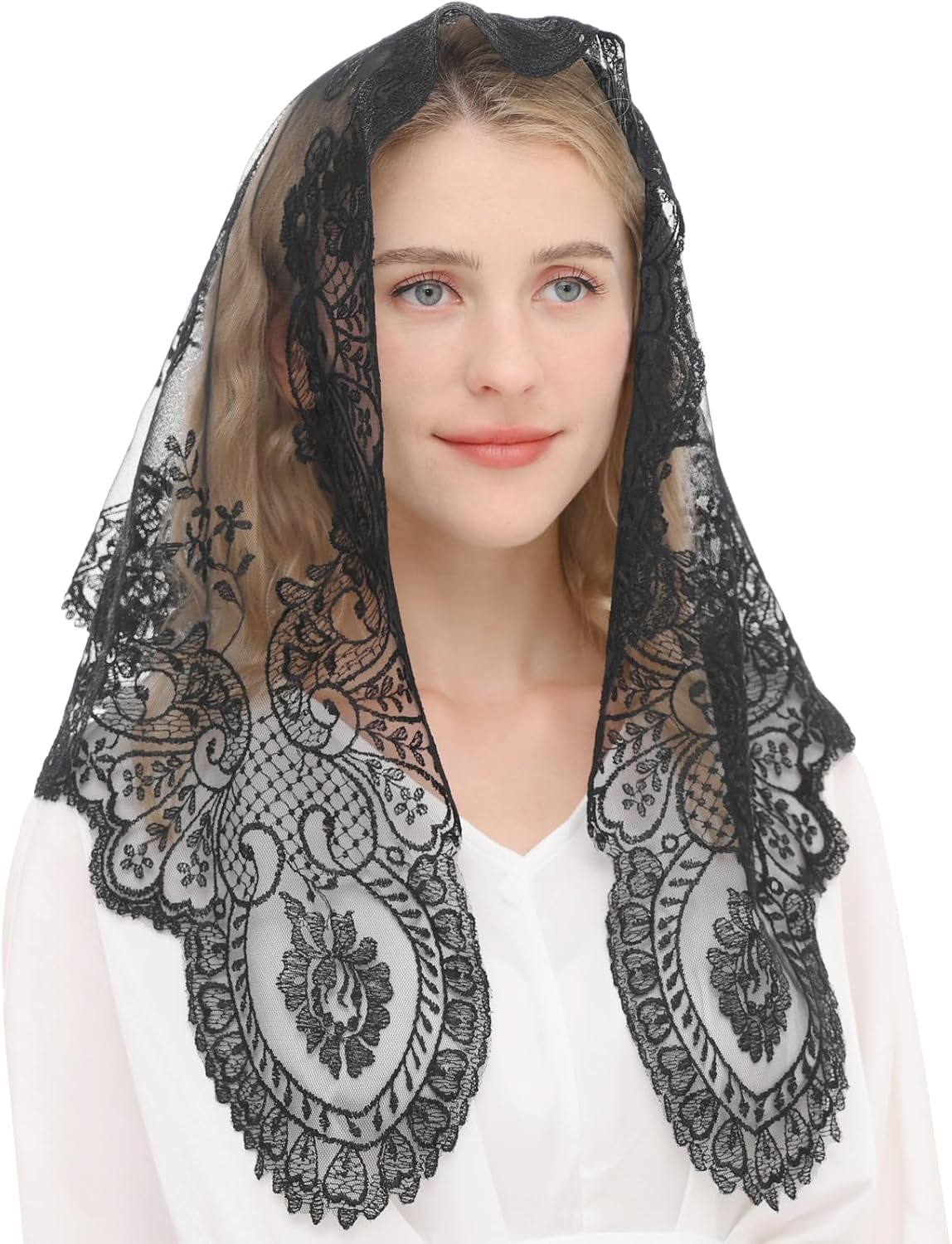 Triangular Mantilla Lace Head Covering Mass Catholic Church Veils