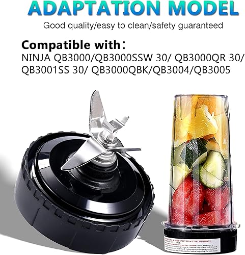 Miniatura 5 de Piezas de repuesto para licuadora compatibles con Nutri Ninja, cuchilla extractora de 5 aletas, 2 vasos de 16 onzas con tapas para llevar, 3