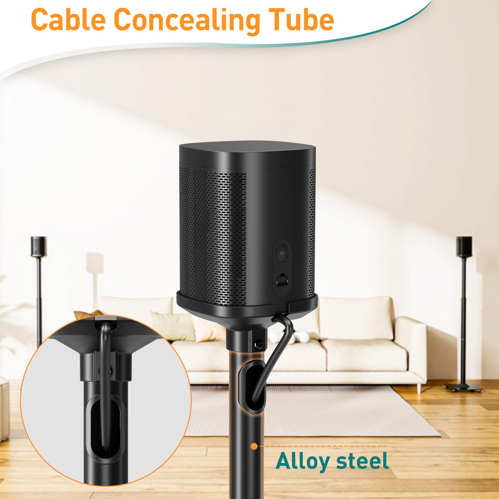 ELIVED Supporto per altoparlanti Sonos One, One SL, Play: 1, Era 100 altezza regolabile 86,8-110,3 cm, supporto per casse, 1 paio, EV5024