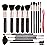 Real Perfection Makeup Brush Set 16 Pcs with 1 Eyebrow Razor Premium Synthetic Foundation Powder Concealers Eyeshadow Blush Makeup Brushes Make up Brushes Kit (Black)