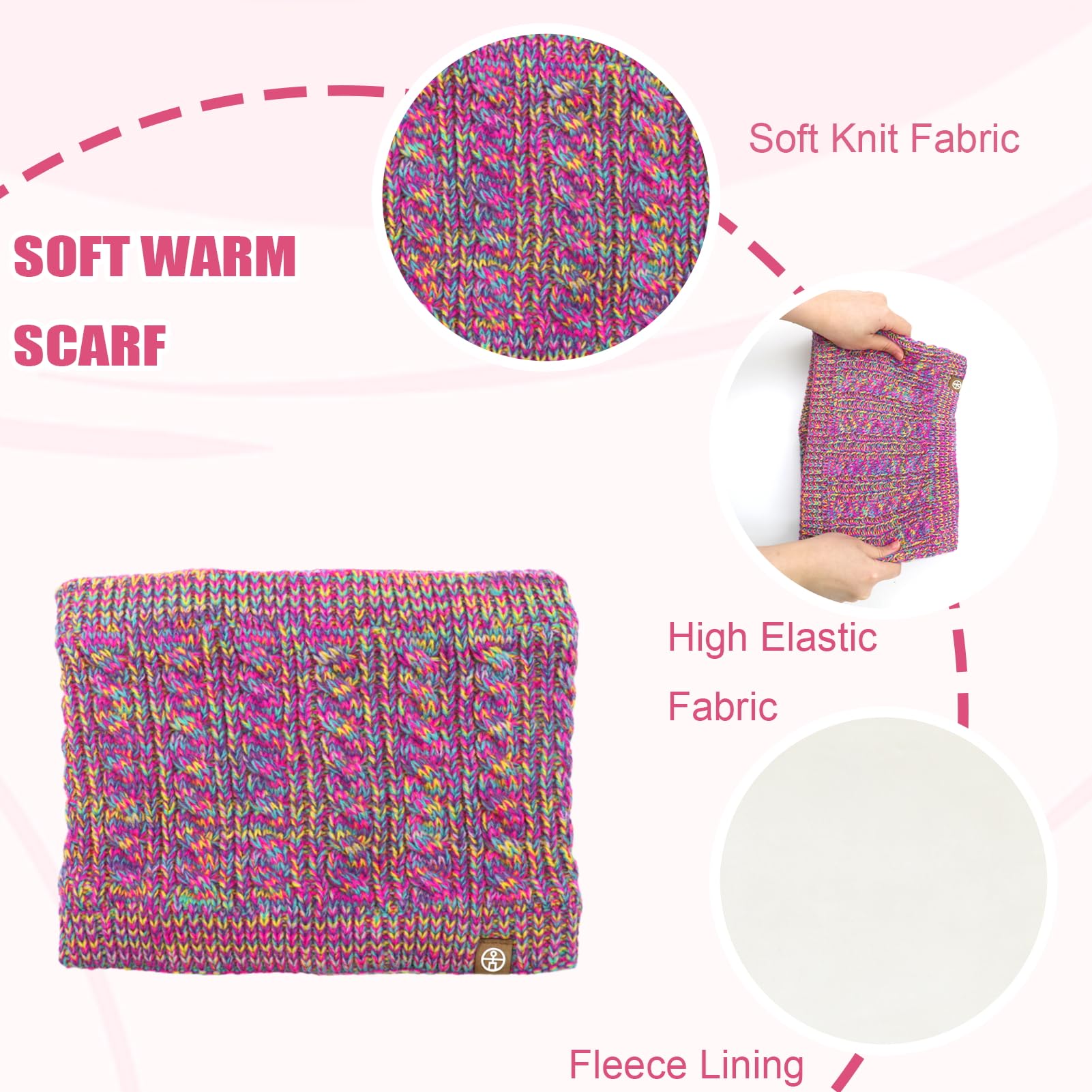 Lifup Conjunto de Bufanda Gorro y Guantes, Invierno Cálido Sombrero de Punto con Pompon, Beanie Forro Polar Niños Set para Niños Niñas 5-10 Años