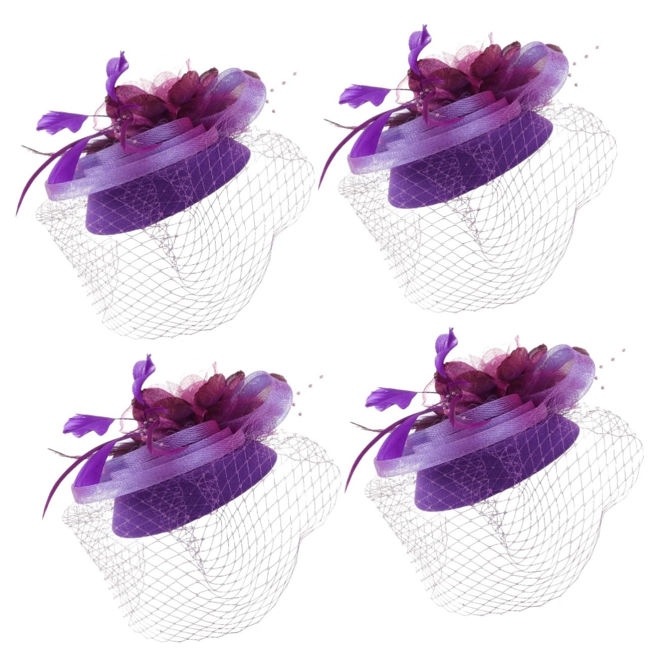 Abaodam 4pezzi Fascinator Elegante per Donne Accessorio per da Cerimonia Matrimonio e Feste Leggero e Confortevole Design alla Moda per Ogni Occasione