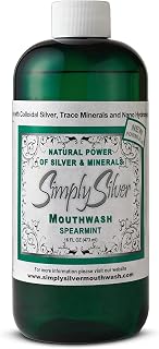 Simply Silver Mouthwash Spearmint Flavor- Nano Hydroxyapatite Formula, All Natural Colloidal Silver Mouthwash Chemical, Alcohol, Fluoride, and BPA Free, 16 oz