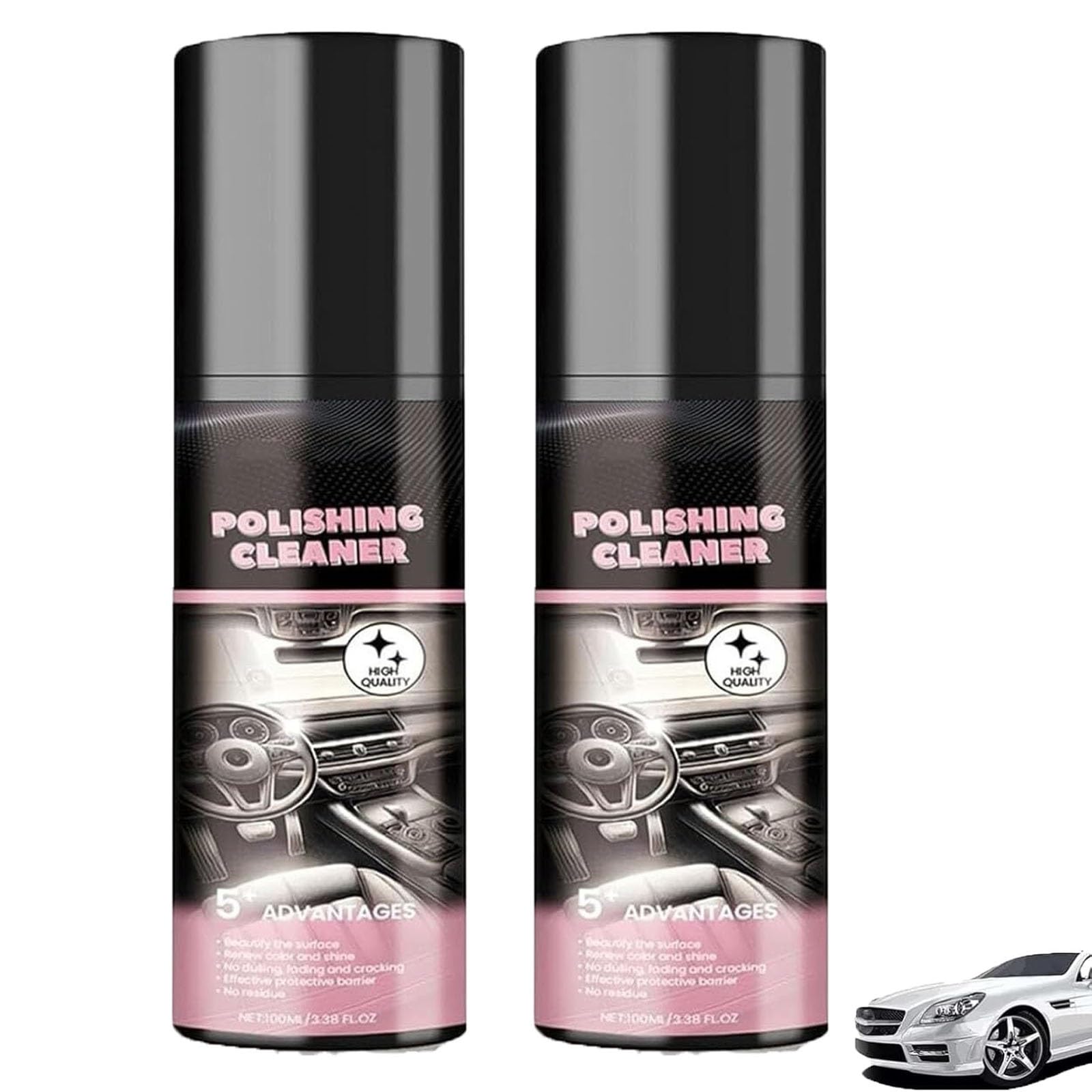 Nicetopu Polishing Cleaner, Car Interior Cleaner & Protectant, Waterless Spray Wax for Leather, Plastic & Rubber, Restores Shine & Repels Dust, for All Cars