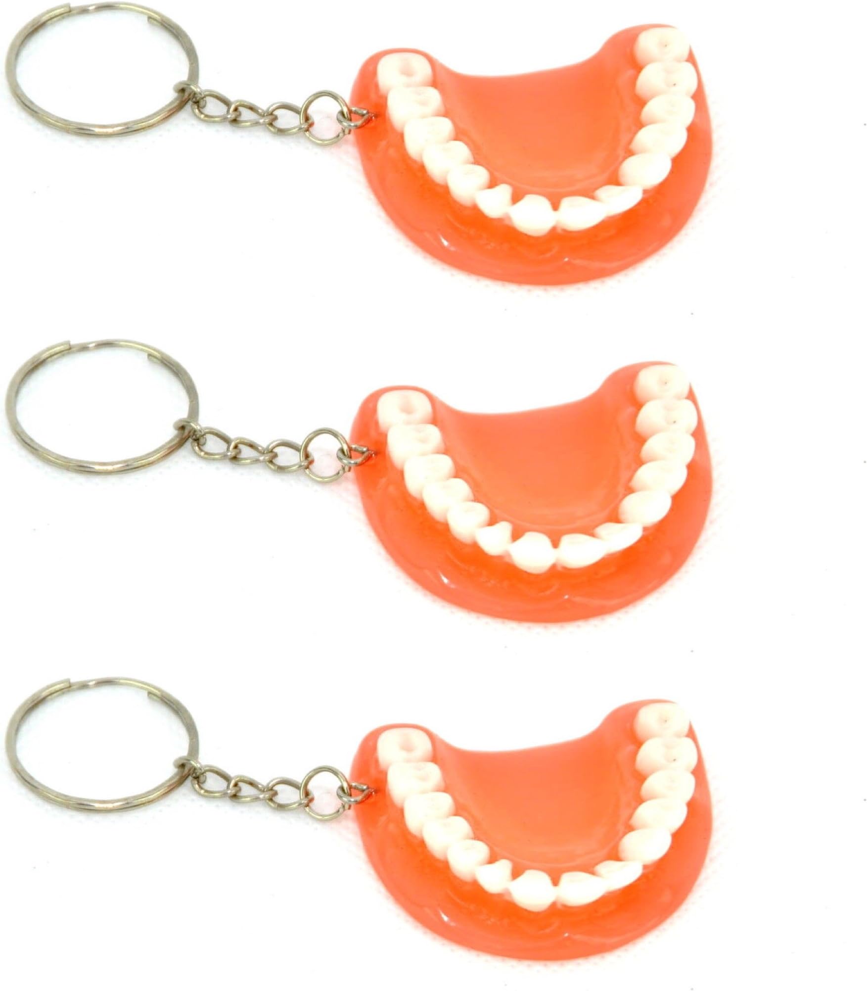 3 x Teeth Keyring 3rd Third Keychain Dentist