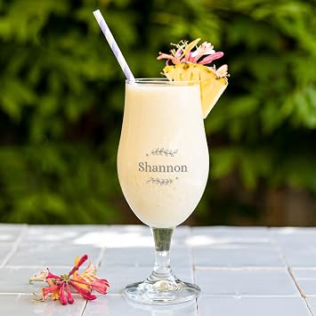 Personalised pina Colada Glass - This Personalised Cocktail Glass Engraved with The Name of Your Choice is Perfect for Delicious Cocktails up to 490 ml at a Height of 20 cm Pina Colada Glass