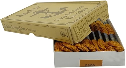 Miniatura 3 de IBA Indianbeautifulart Anchor - Hilo de bordado de algodón trenzado a mano, 25 madejas, color amarillo mostaza