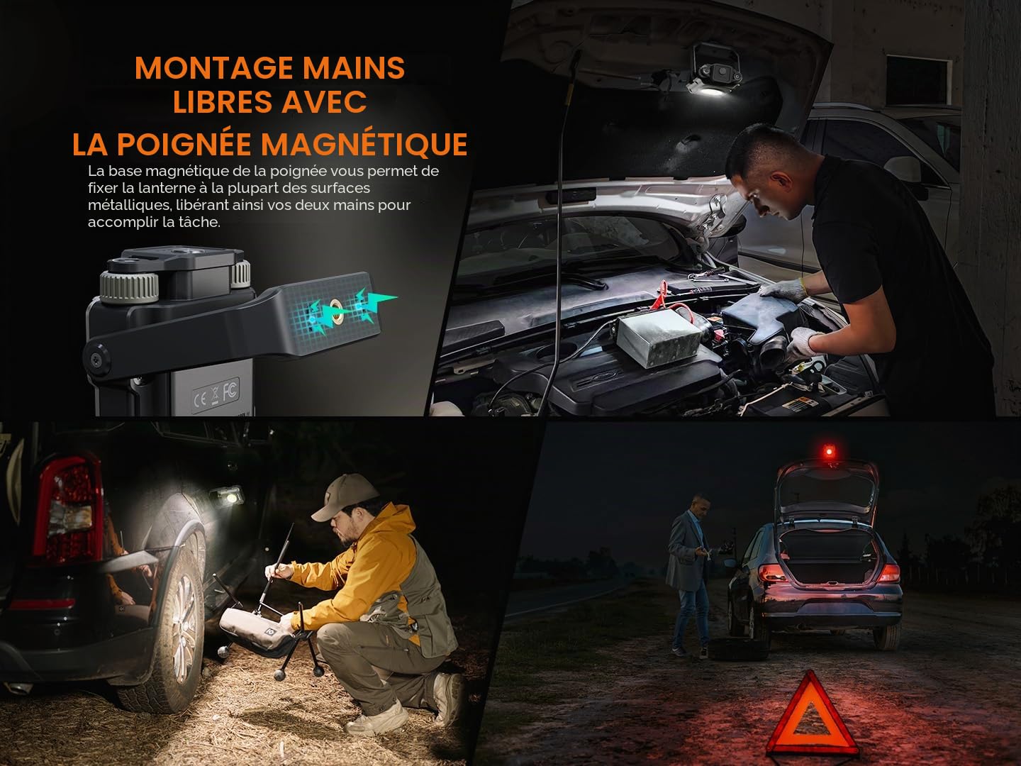 fenix CL27R Lanterne multi-faisceaux rechargeable | 1600 lumens | 180 m | 285 heures max | mode lumière rouge | réglage continu de la température de couleur et de la luminosité | poignée magnétique à
