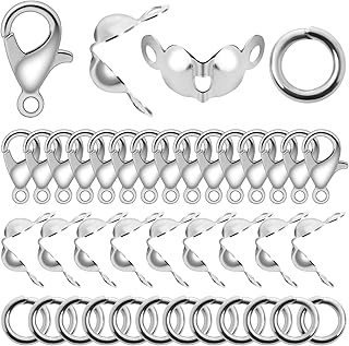 500Pcs Lobster Clasps for Jewelry Making, Silver Bead Caps Jewelry Making Clasps, DIY Jewelry Supplies, 200Pcs Open Rings, 200 Pcs Bead Tip Knot Caps, 100Pcs Lobster Claw Clasps