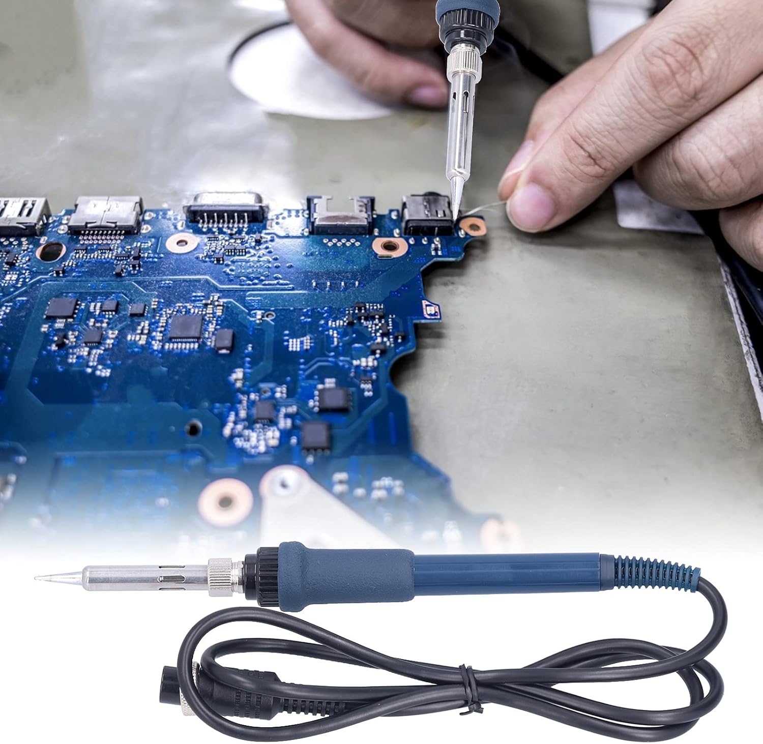 Soldering Iron Handle Soldering Tools 6 Hole Socket Station Replacement for Semiconductors 19cm 60W DC 26V SBK907B