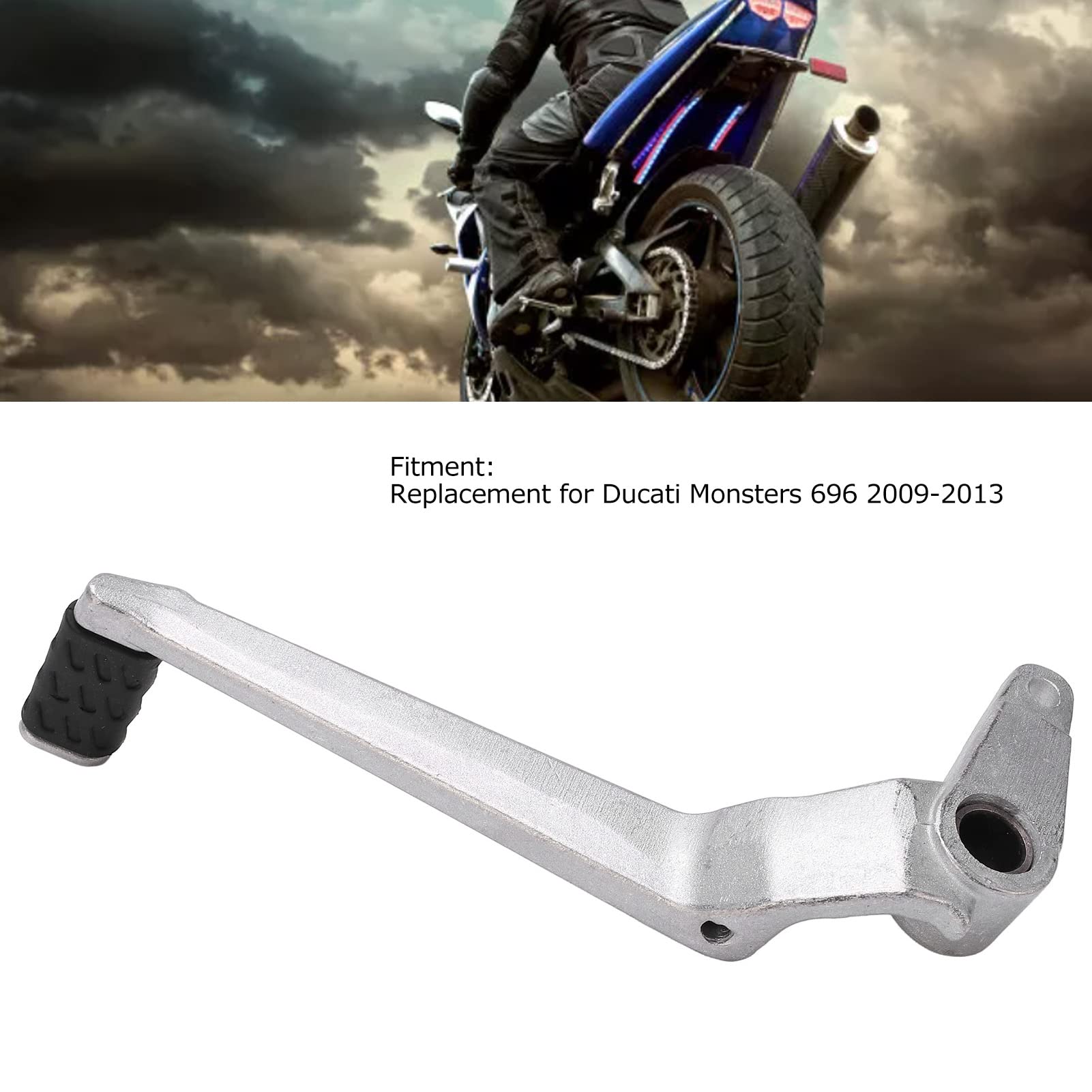 Fydun Palanca del Pedal del Freno Trasero, Palanca de Cambios de Motocicleta Aluminio de Alta Dureza Plata Recambio para Monsters 696 2009‑2013