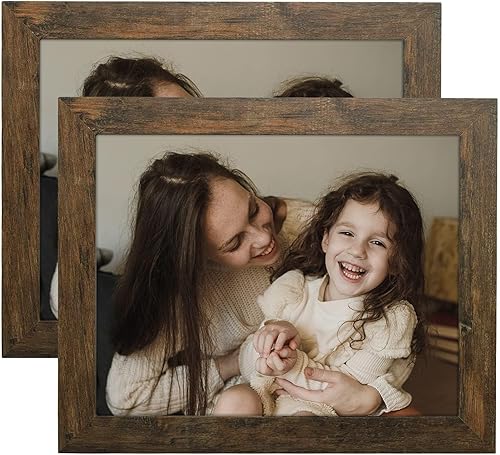 Miniatura 9 de Frametory, Marco de fotos de 11 x 14 pulgadas, estilo de grano envejecido, marcos para fotos o fotos de 11 x 14, diseño moldeado amplio con vidrio