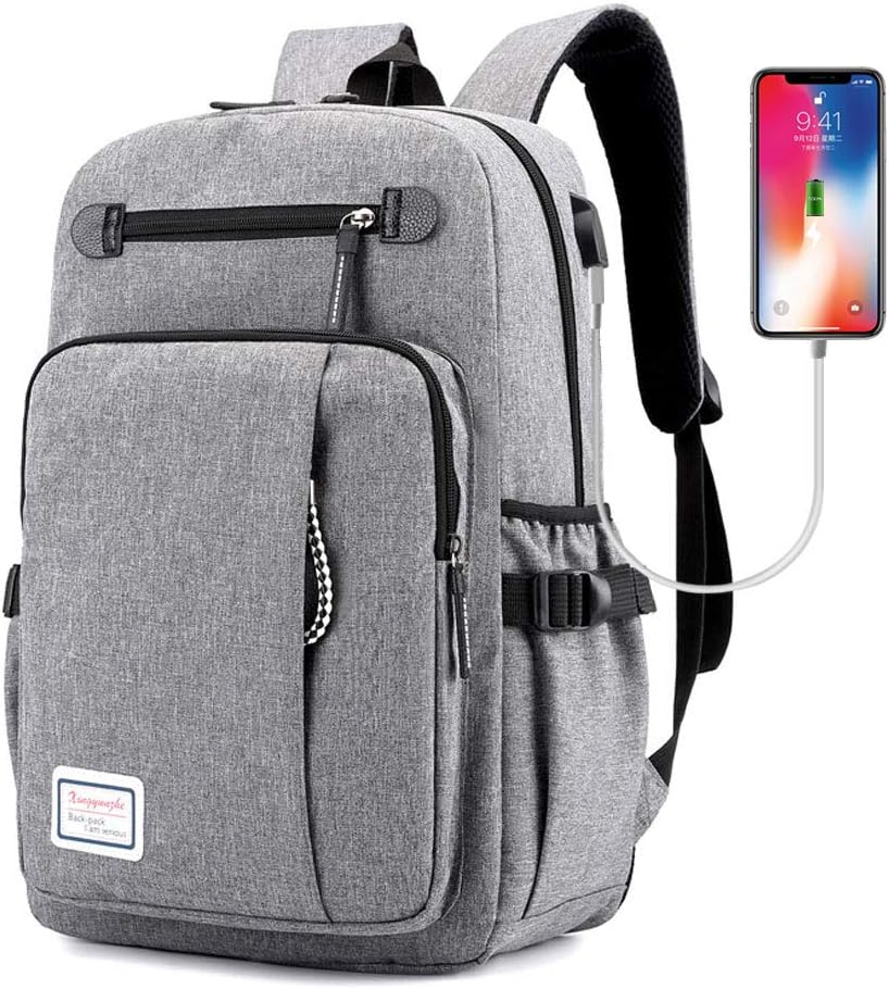 Laptop Backpack,School Backpack for College Business Travel Laptops Backpack with USB Charging Port,College School Bookbag Computer Bag for Women & Men Fits 15.6 Inch for Women & Men, Grey