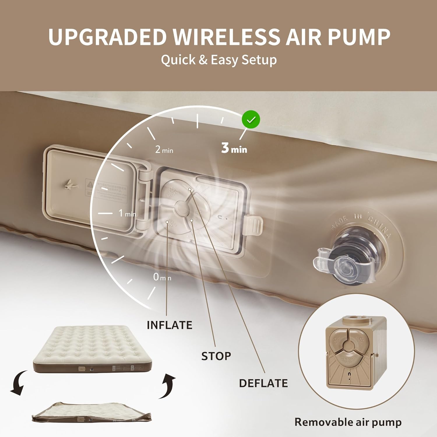 Naturehike California King Air Mattresses with Rechargeable Built-in Pump, Inflatable Mattress, Portable Blow up Mattress, Air Bed for Home, Camping, Guest