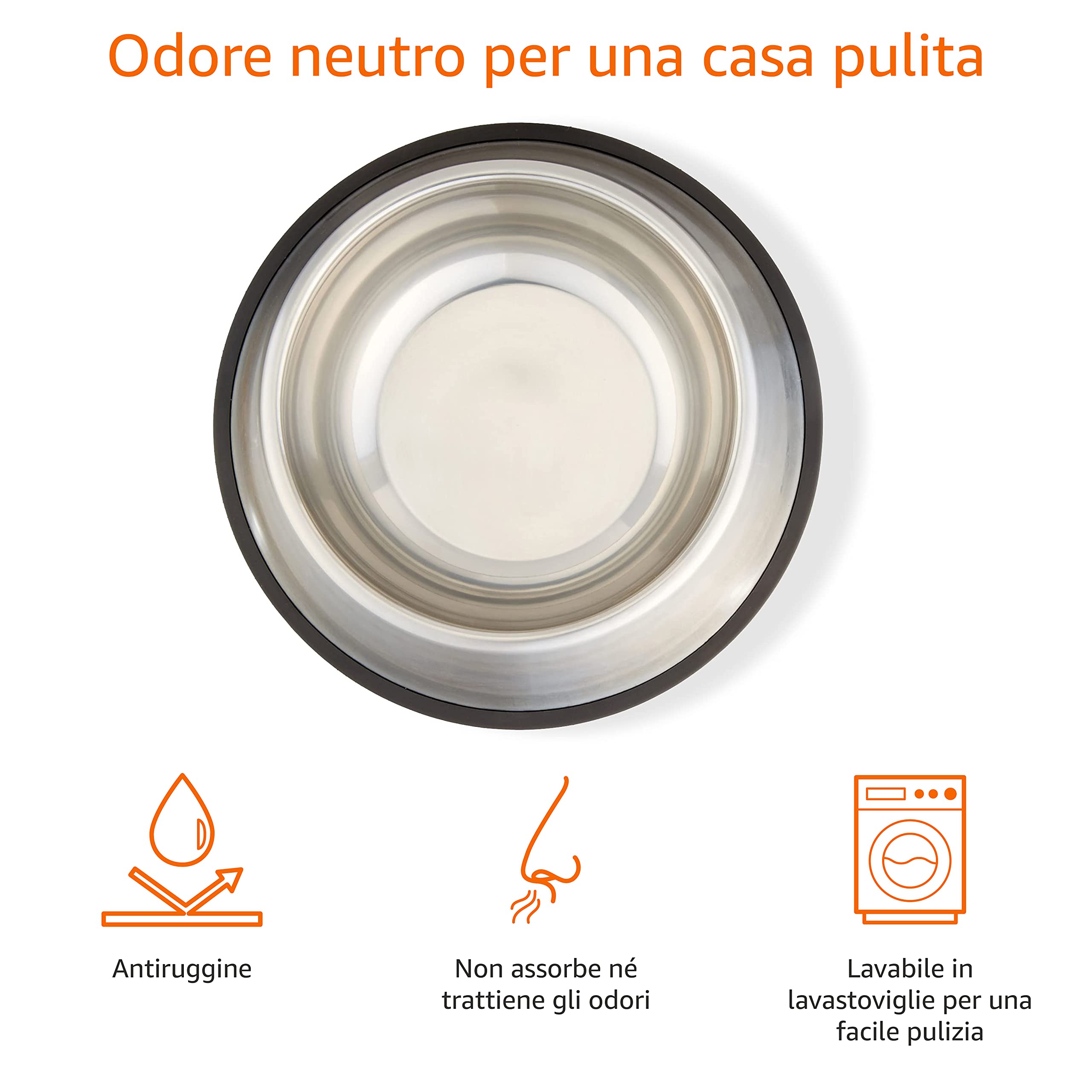Amazon Basics - Ciotola per cani in Acciaio inossidabile - Confezione da 2