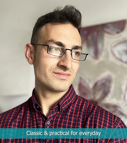 Miniatura 2 de LUR Gafas de lectura 3 unidades de lectores de metal de media llanta (negro) +0.50