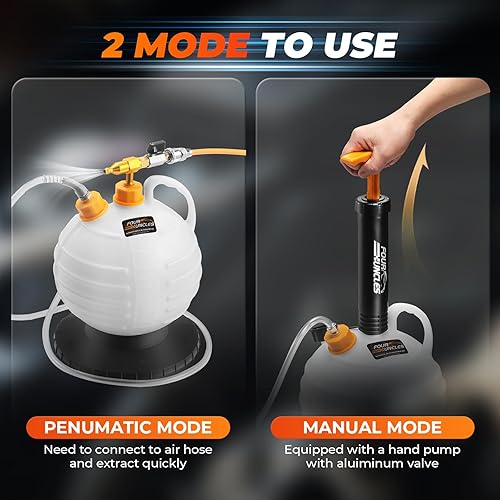 Miniatura 2 de FOUR UNCLES Bomba extractora de aceite neumáticamanual de 6L, extractor de fluidos con manguera principal de 59 pulgadas, tres tubos de extensión de