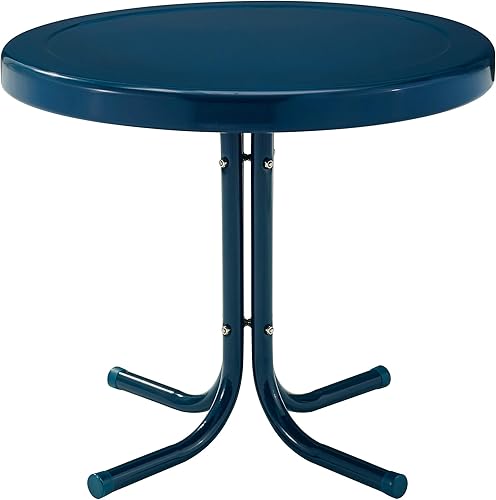 Miniatura 8 de Crosley Furniture Griffith - Mesa auxiliar de metal retro resistente a la intemperie para patio, terraza, porche, color rojo