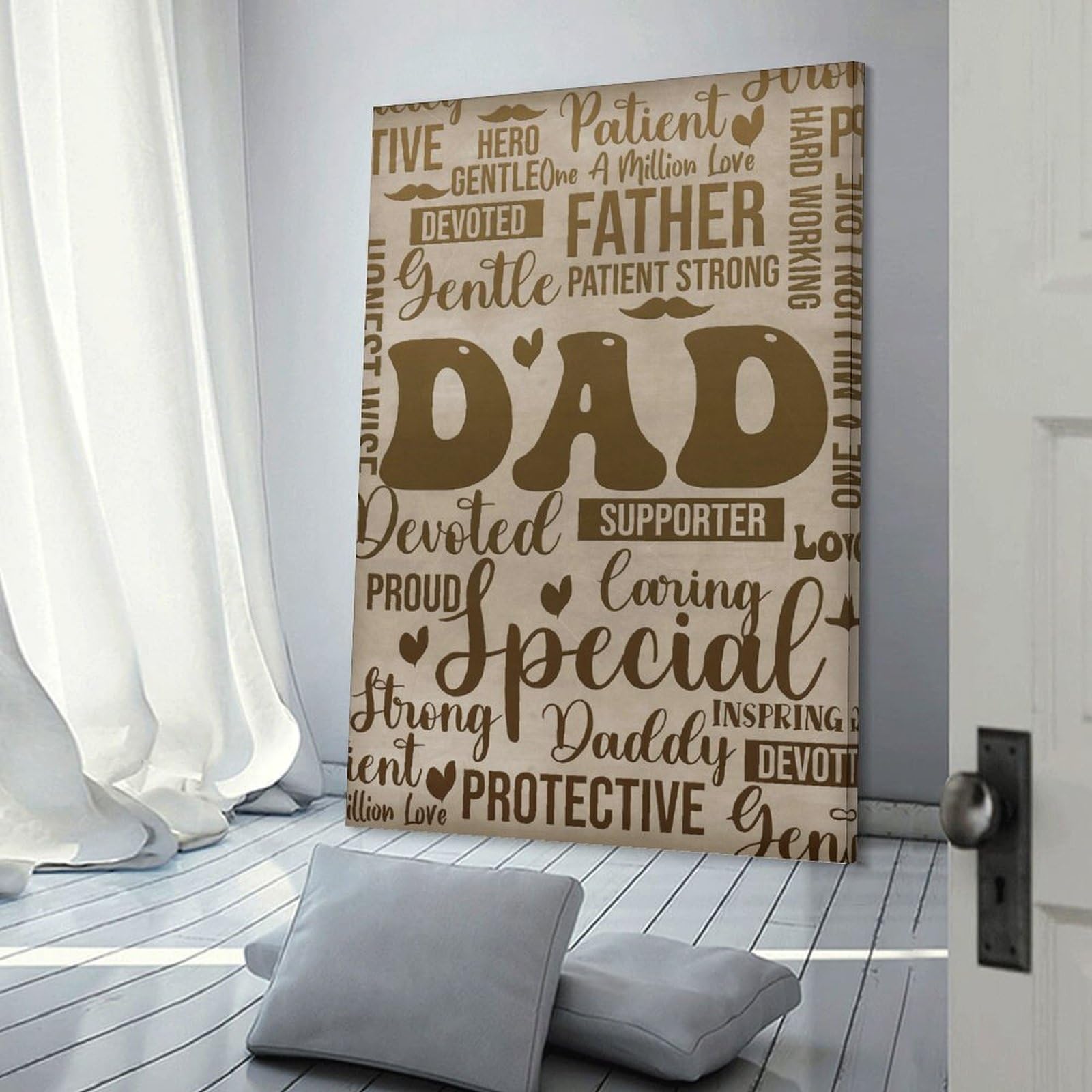 Junmoney Dad Typography Decorative Wall Artwork, 08x12inch(20x30cm), for New Homes, Bedrooms Or Workspaces, Gift Idea for Housewarming And Birthdays