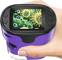 Vista 12 de Microscopio de mano 1000X para niños, pantalla 4K de 2.0 pulgadas, mini microscopios digitales de bolsillo recargables con kit de portaobjetos