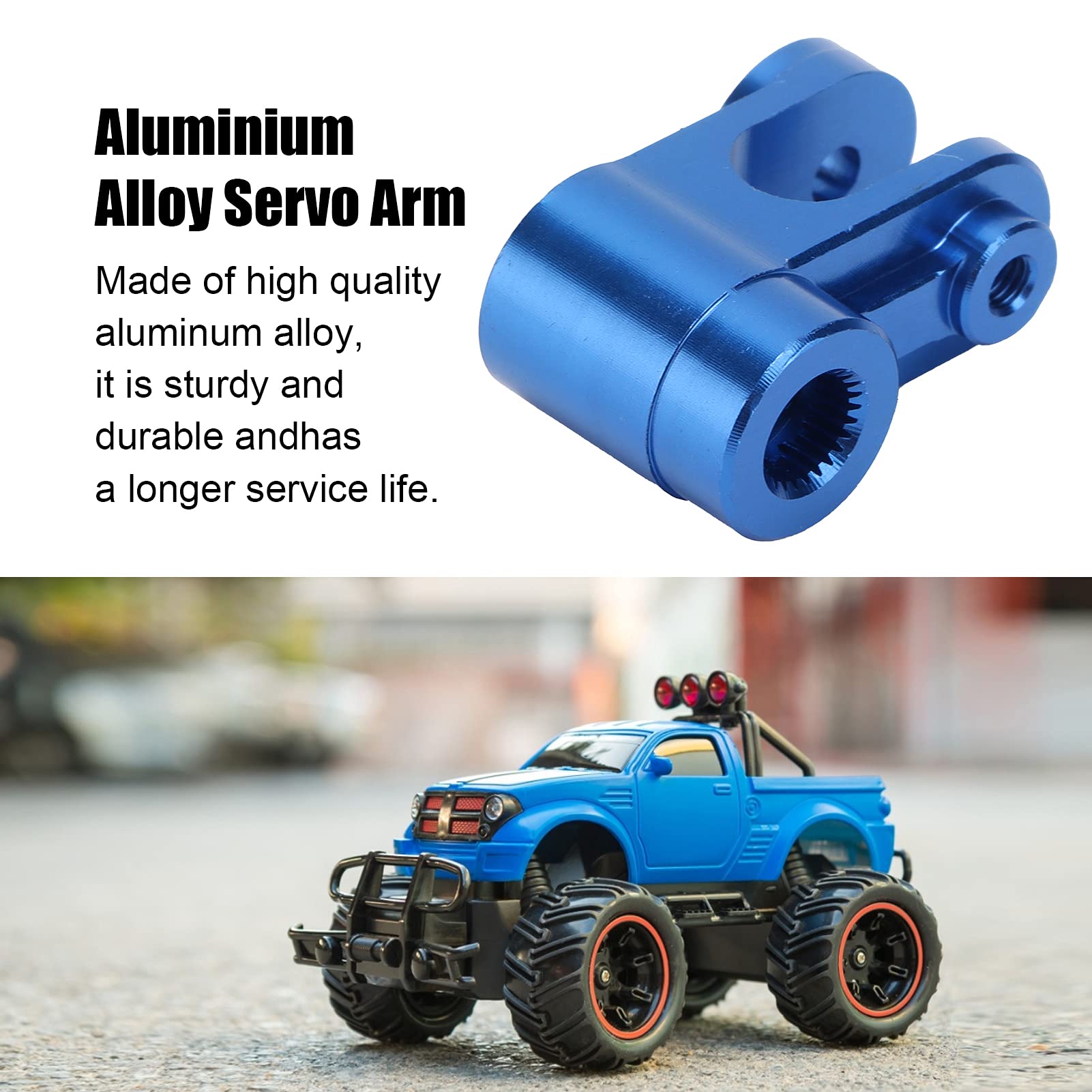 equlup Car Metal Servo Arm, Aluminium Alloy Steering Servo Arm for X Maxx Remote Control Cars Series and Other 1/5 1/7 Model Homophonic (Navy Blue)