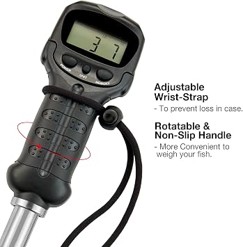 Piscifun Fish Gripper with Digital Scale, 60LB Stainless Steel | 60LB capacity, stainless steel clip, water-resistant body, LCD display, memory mode