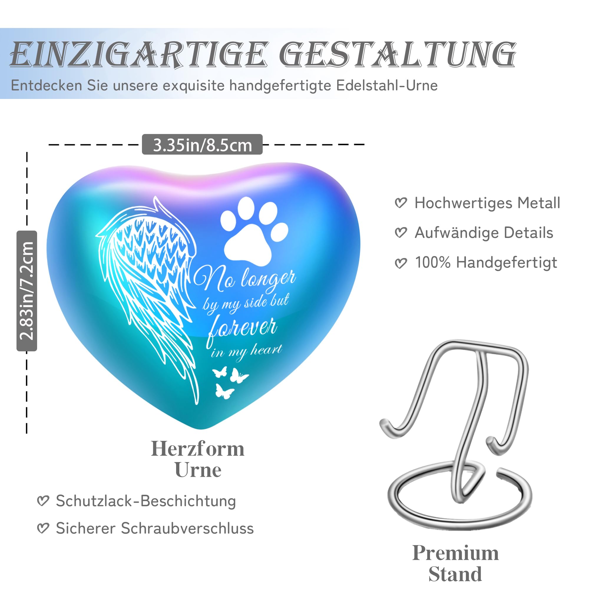 QGJNSGC Heart Shaped Urns for Human Ashes, Small Urns for Pet Ashes Heart Shaped Urn for Cat Dog Ashes Mini Urn - Image 2