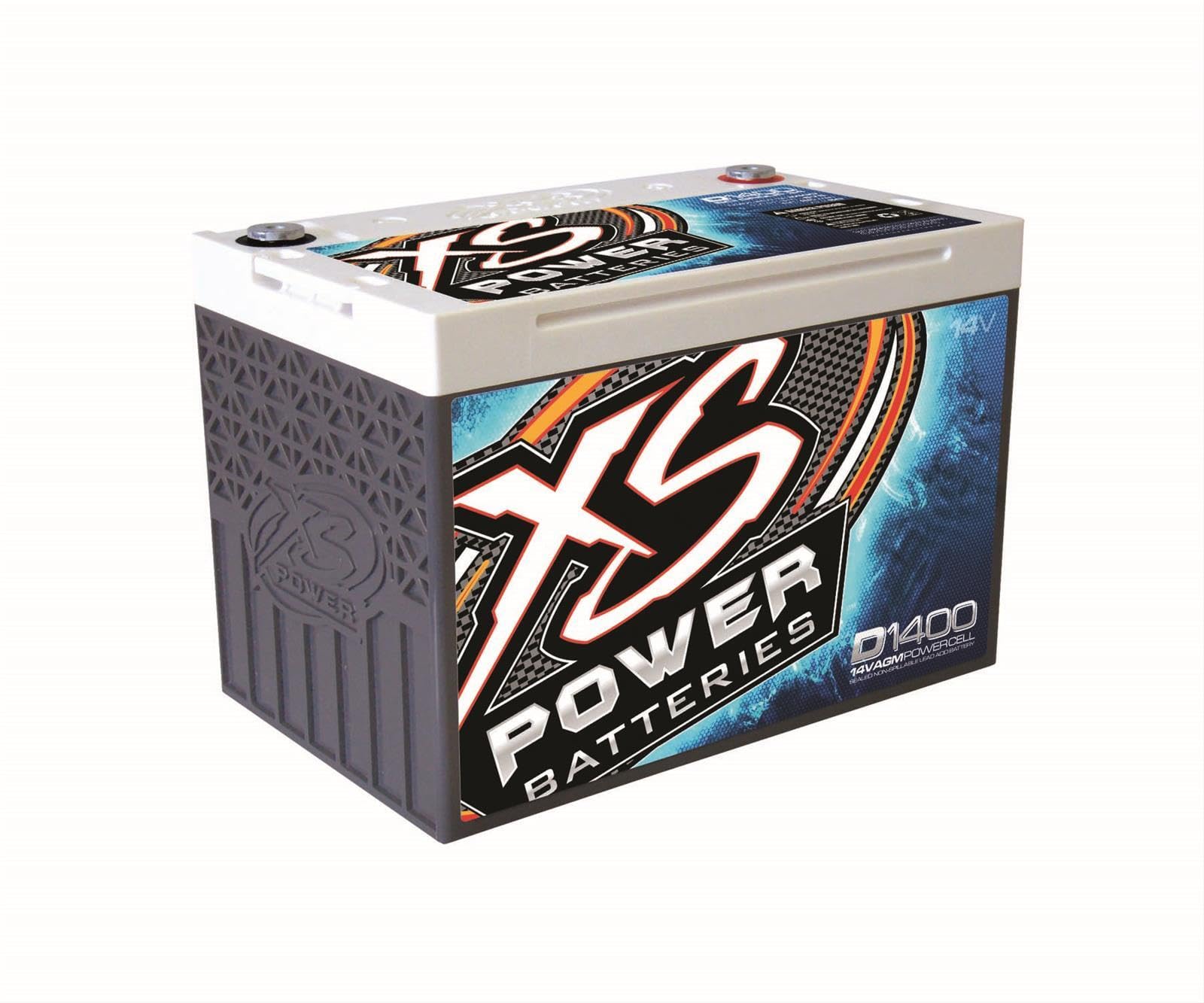 XS Power D1400 2400 Amp AGM Battery with 580 & M6 Terminal Hardware - Group 34 14 Volt 56Ah 775CA Deep Cycle AGM Powercell for Large Stereo Systems or Vehicles