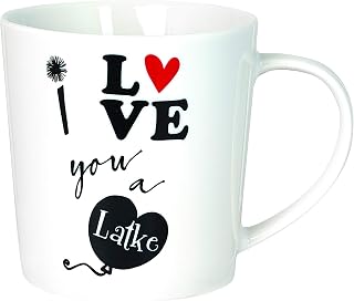 "I Love You A Latke Hanukkah Coffee Mug - Original Design by Jessica Sporn - Height 4" Holds 14. oz