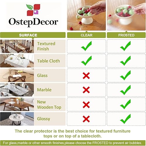 Miniatura 7 de OstepDecor - Protector de mesa de plástico transparente, cubre mesas, manteles, escritorios, de 116de pulgada de grosor, 40 x 70pulgadas, para mesa