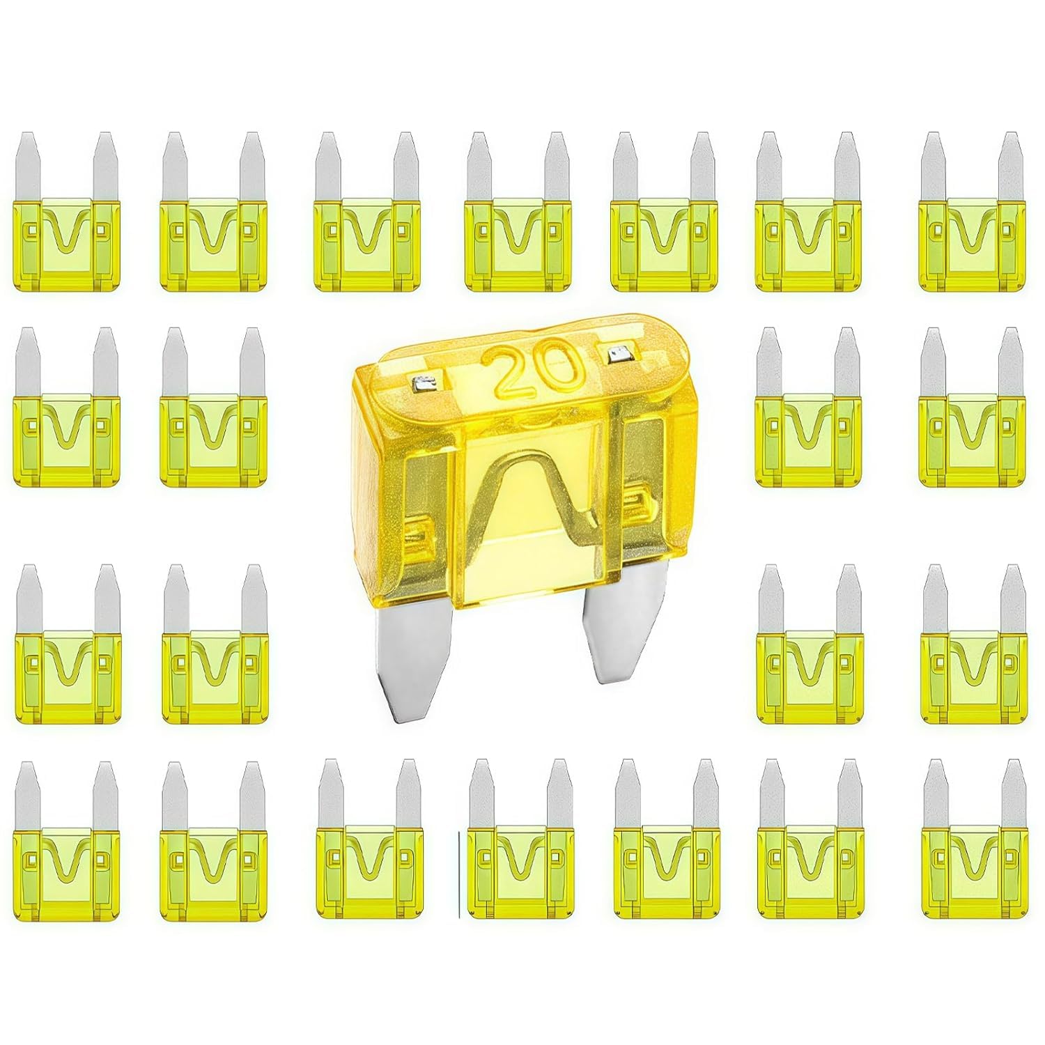 UZAKA 100 Pack Auto Fuses 20 AMP APM/ATM 32V Mini Blade Style Fuses 20A Short Circuit Protection Car Fuse - 100Pack (Mini 20A)