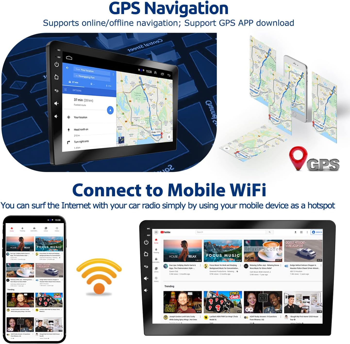 GPS Navigation interface and mobile WiFi connectivity