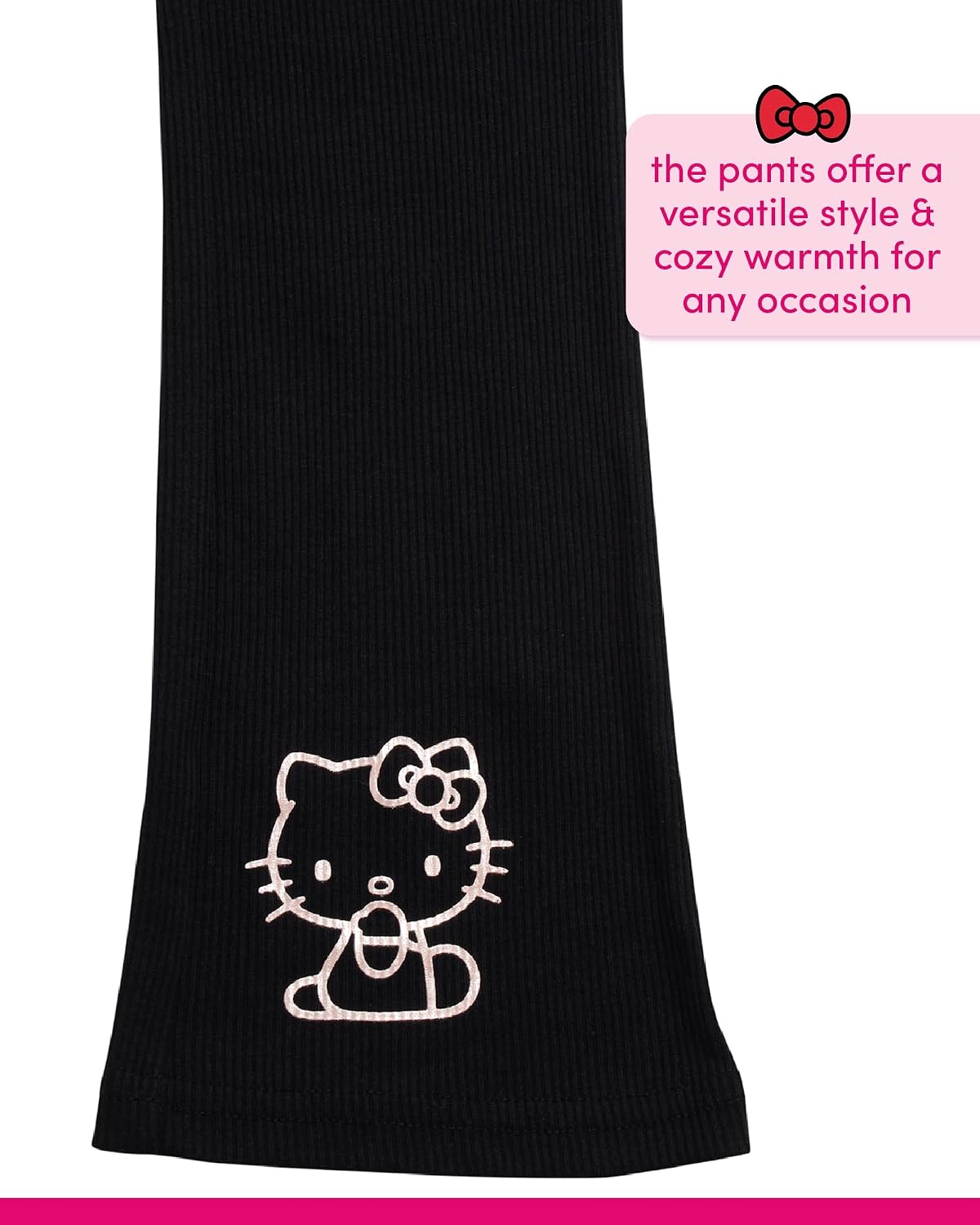 Hello Kitty Girls Pants Set - 3 Piece Zip Up Vest, Long Sleeve Graphic Shirt, Fleece Pants - Matching Set for Girls (2T-12)