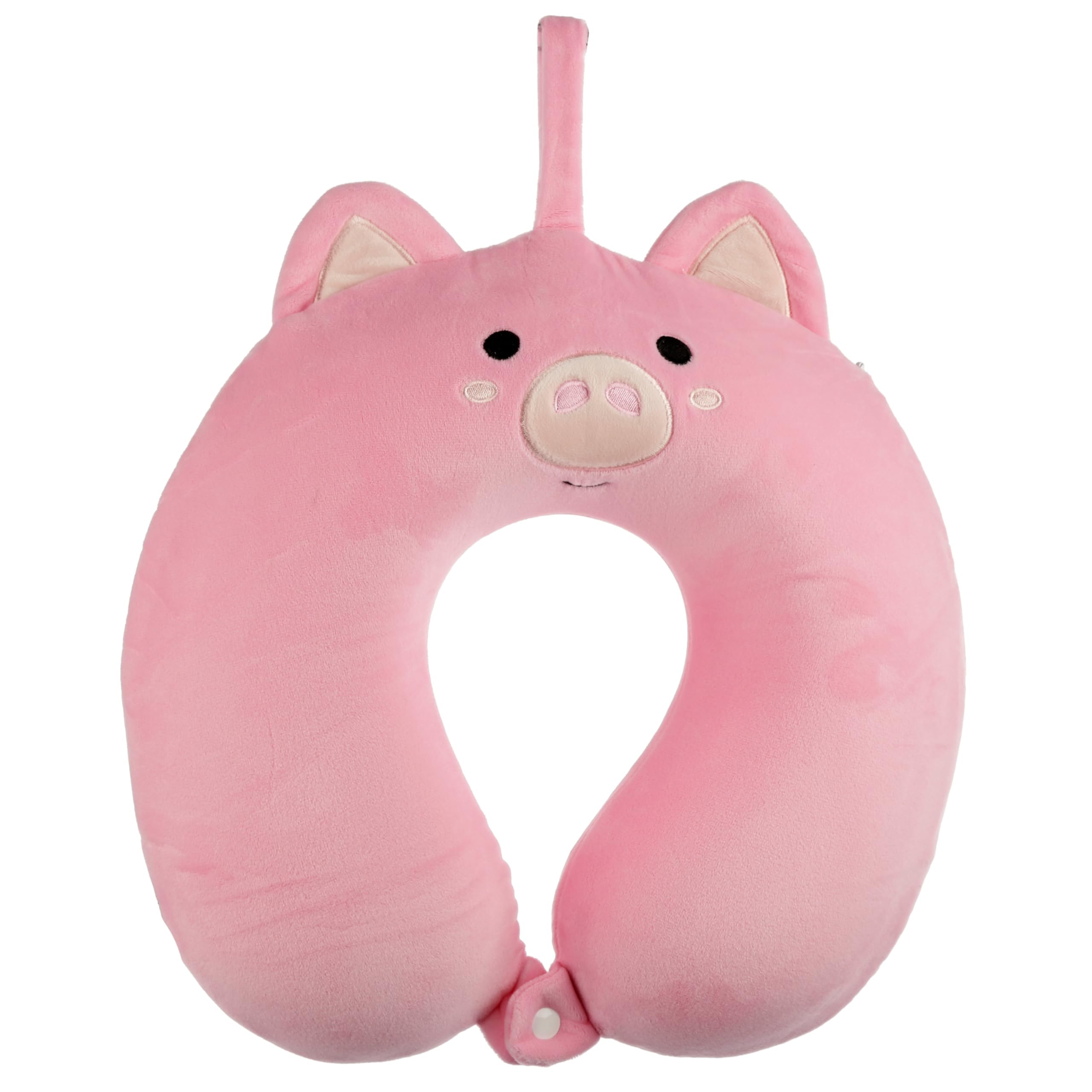 Puckator Relaxeazzz Pig Plush Memory Foam Travel Pillow - Neck Flight Airplane Pillow For Travel - Kids Neck Pillows Cushion For Sleeping Neck Pain Adults - Airport Essentials