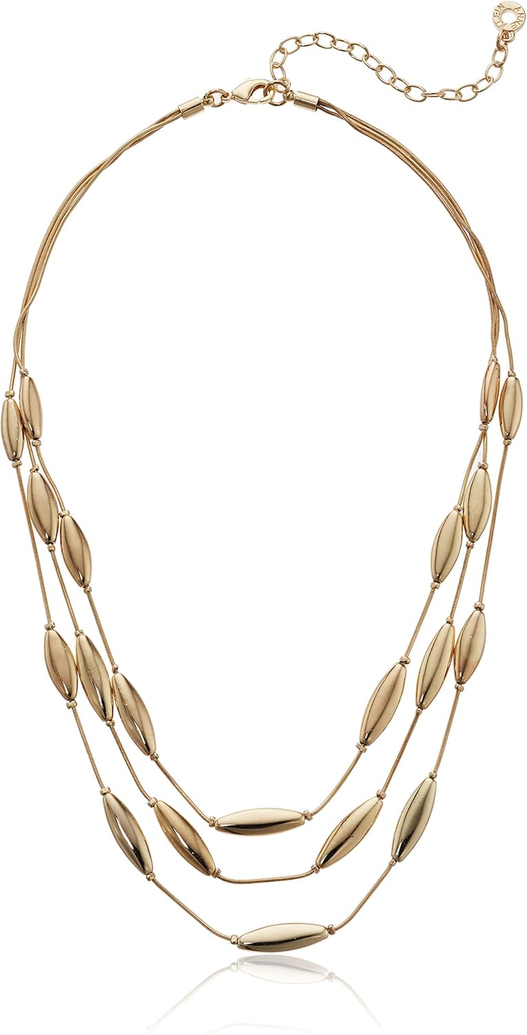 Anne Klein Women's Gold-Tone Oval Illusion Necklace, 0