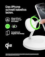 Stație de încărcare Belkin BoostCharge Pro 3 în 1 Qi2, compatibilă MagSafe, pentru iPhone 17/16/Air, Apple Watch, AirPods, cu alimentator 3