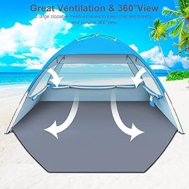 Gorich Beach Tent Sun Shelter for 3/4-5/6-7/8-10 Person with UPF 50UV Protection, Portable Tent Lightweight & Easy Setup Beach Shade Canopy, Cabana, Blue
