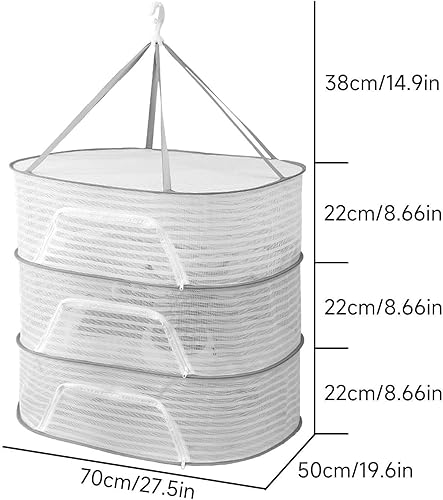 Miniatura 4 de Tendedero de secado de ropa plana – Red de malla plegable para ropa sucia, suéteres de lana antideformación, jaula de secadora para pescado seco,
