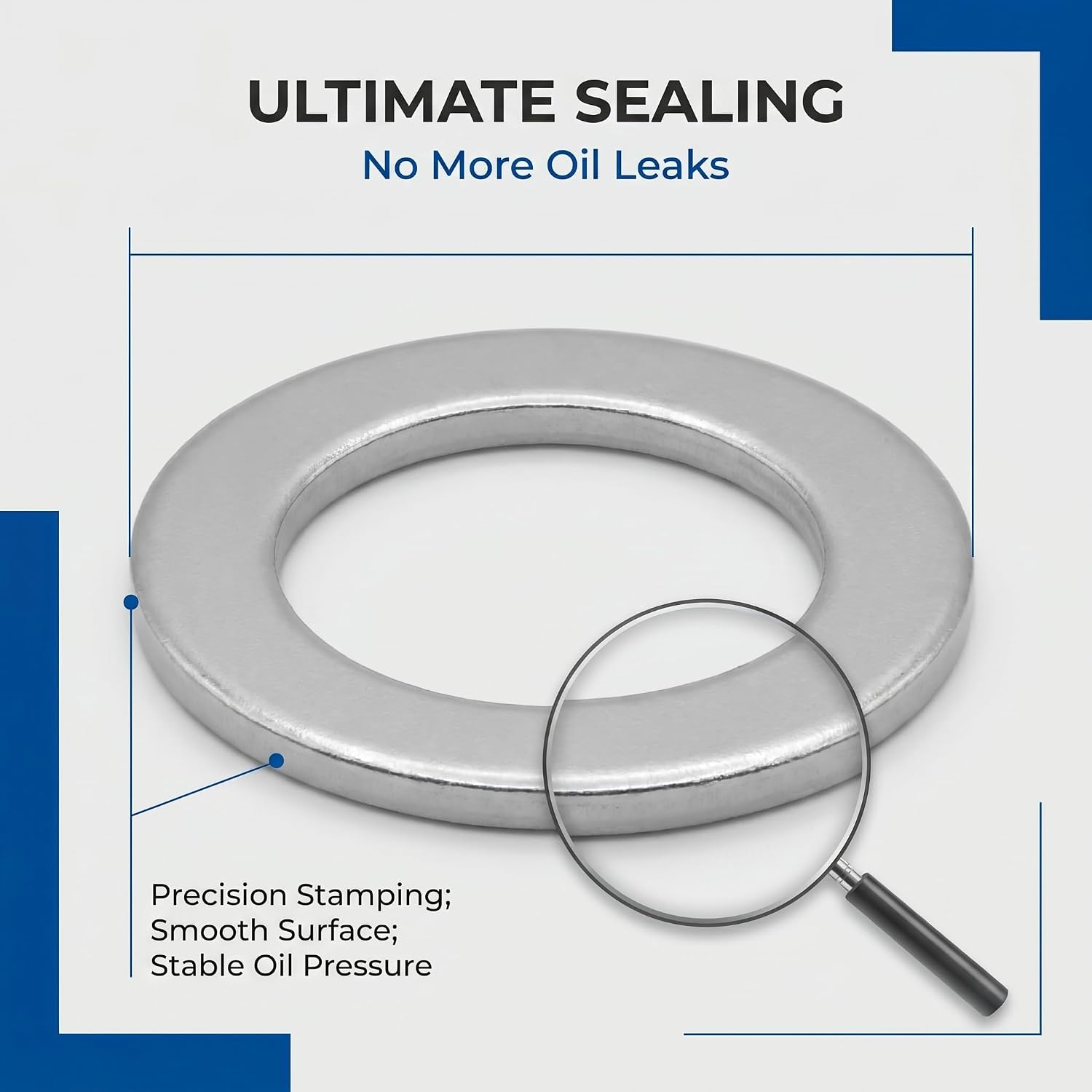 50PCS M14 Oil Drain Plug Washer, Aluminum 14mm Engine Oil Drain Plug Gasket Washer Crush Seal, Compatible with Acura, Honda, Kia, Hyunda, Ridgeline, OEM 94109-14000, 21513-23001