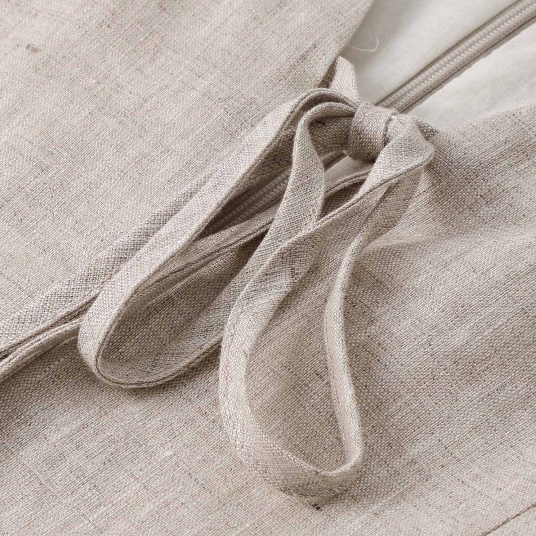 Amazhiyu Womens 100% Linen Summer V Neck Tie Front Sleeveless Mini Tank Dress - Image 5